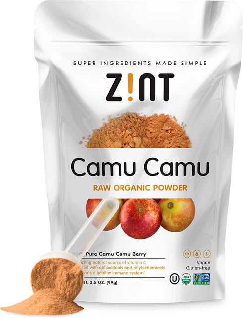 Zint Camu Camu Powder Organic - Superfood Powder, Antioxidants Source for Smoothies, Juices, Ice Creams, 3.5 oz
