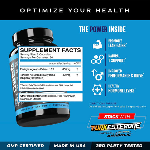 eFlow Nutrition Fadogia Agrestic + Tongkat Ali, 2-in-1 Natural Performance Supplement for Health and Wellness