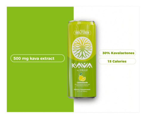 Mitra9 4-Pack 500mg 12 oz | Lemonade Kava Seltzer - Sparkling Relaxation Drink | | Non-Alcoholic Alcohol Alternative |