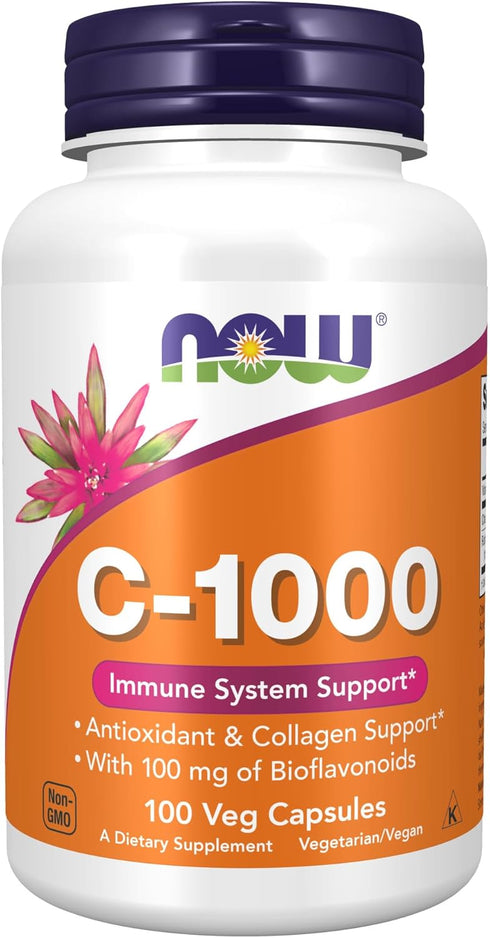 NOW Supplements Vitamin C-1,000 | 100 Veg Capsules | with 100 mg of Bioflavonoids | Antioxidant Protection