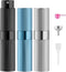 LISAPACK 8ml Stripe Perfume Atomizer Spray Bottle, 3pcs Travel Cologne Sprayer (Black, Silver, Blue)