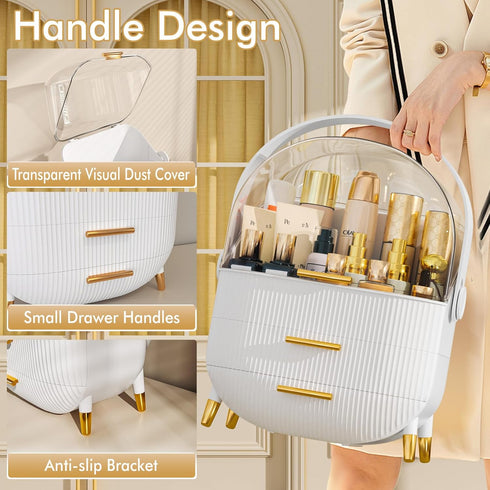 Makeup Organizer Skincare Organizers - Cosmetic Display Cases with Transparent Cover for Bathroom Countertop, Lipstick