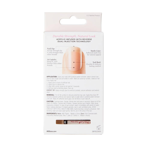 KISS Salon Acrylic Nude French Tip Press On Nails Short, ‘Breathtaking’, Beige, Includes 28 Fake Nails