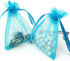 50 Pcs 4x6 Aqua Blue Gifts Wrap Bags, Organza Sheer Fabric Drawstring Mesh Bags for Baby Shower Favor