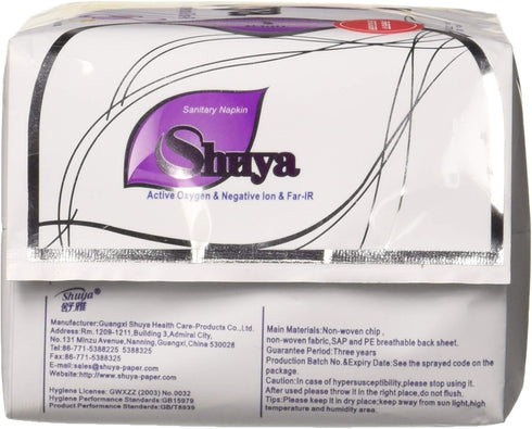 SHUYA Ultra Thin Patented Negative Ion Pads for Women, Mint Herbal Scented, 30 Count, Size 245mm