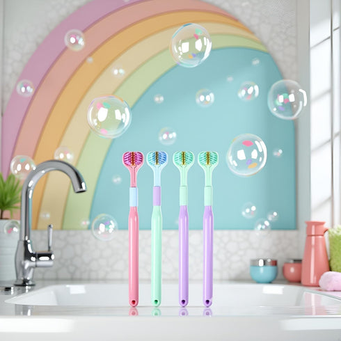 YuanHolumid 4 3-Sided Pcs Toothbrush, Soft Bristle Toothbrush for Comprehensive Care of Teeth and Gums, Oral Care