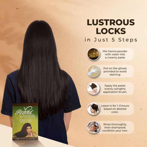 Reshma Beauty Classic Henna Hair Color - 100% Natural, Gray Coverage, Ayurveda Hair Product (Dark Chocolate, 5.29 oz,