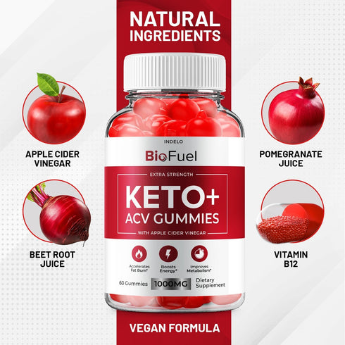 Indelo (2 Pack) Gummies Gummies Gummies (120 Gummies) Bio Fuel Keto ACV - Advanced Formula BioFuel Keto Plus ACV Apple