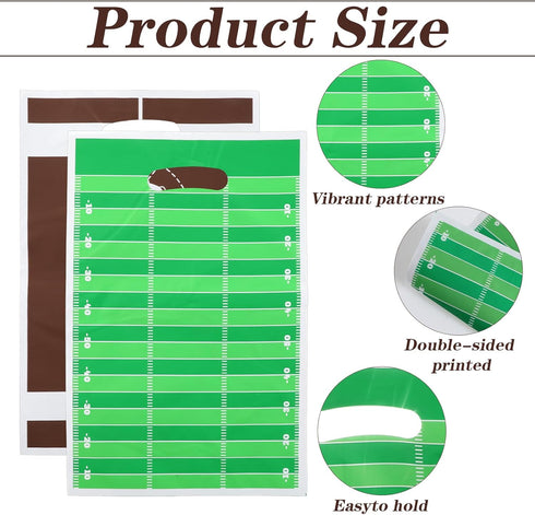 WJIAAA 60 Pcs Football Goodie Bags with Handle, Party Favors Treat Snack Bags Plastic Rugby Theme Goodie Bag for Sports