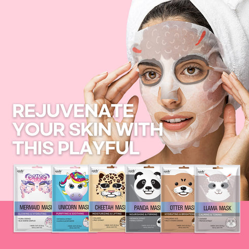 Epielle Character Sheet Masks | Animal Spa Mask, 12-Pack | For All Skin Types | Ideal Spa Gifts, Birthday Party Favors, Girls' Night Out, Skincare Party | Korean Skincare