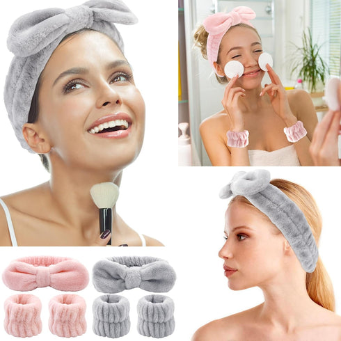 6 Pack Spa Headband and Wrist Washband Set for Washing Face, Makeup Headband & Wristbands for Skincare