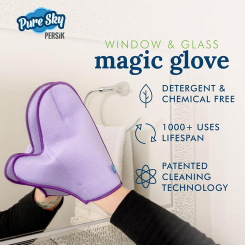 Pure-Sky Glass Cleaning Cloth Glove - JUST ADD Water No Detergents Needed Streak Free Magic Ultra Microfiber Window