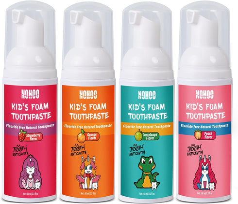 NOHOO Fluoride Free Foam Toothpaste Kids Fruit Flavour,Natural Training Toothpaste for Baby