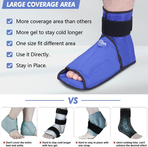 Hilph Large Foot Ice Pack Wrap - Reusable Full Coverage Ankle Heels Ice Cold Pack for Feet Injuries, Foot Pain Relief,