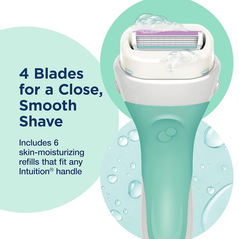 INTUITION Schick Refill, Razors for Women Sensitive Skin, 6 Count (Pack of 1) with Organic Aloe
