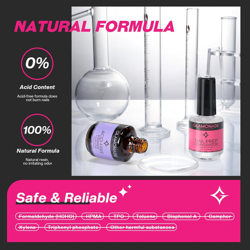 Nail Dehydrator and Primer Prep, No Lift Nail Primer for Gel Nails, Fast Dry Nail Supplies for Beginners