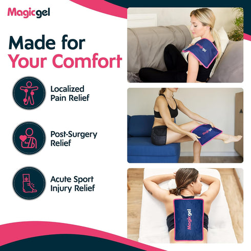 Magic Gel Premium Ice Packs - 2 Pack, Reusable Gel Ice Packs for Icing Injuries, Cold Compress for Reducing Swelling