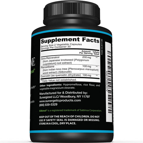 Premium Pterostilbene Supplement 100mg – Natural Source with Resveratrol & Quercetin – 60 Capsules for Healthy Aging