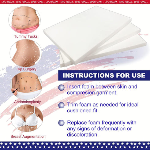 KUSMOO 3 Pack 8" 11" Lipo Foam Pads - Post Surgery Ab Board Liposuction Surgery Flattening Abdominal Compression Lipo