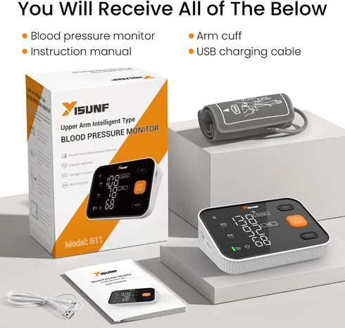 Yisunf 240 Sets Blood Pressure Monitor for Home Use - Upper Arm Blood Pressure Machine with Adult BP Cuff, Dual-User