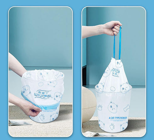White Printing Trash Bags, 100 Counts, 4 Gallon Kitchen Small Bags with Drawstring for Bathroom, Office, Home