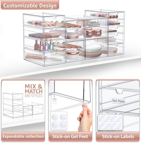 Sorbus Makeup Organizer with 16 Drawers, Clear Acrylic Drawer Organizer for Makeup, Office, Jewelry, Art Supplies