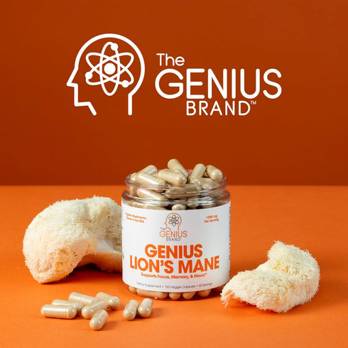 Genius Lions Mane Supplement Capsules, Organic Nootropic, 1200mg per Serving, 120 Veggie Pills