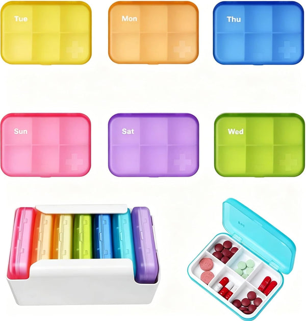 Selectopia 6 Times a Day, 7 Piece Set Pill Organizer-Weekly Daily Travel Medicine