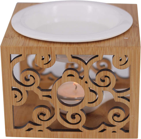 Singeek Ceramic Essential Oil Burner Diffuser,Hollowing Floral Tea Light Holder Aromatherapy Oil Warmer, Holiday Home