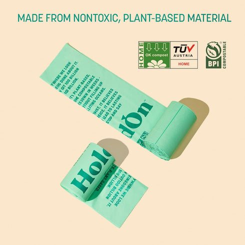 4-Gallon Trash Bags, Plant-Based, Heavy-Duty, Compostable Small Kitchen Trash Bags, 2-pack, 100 Bags