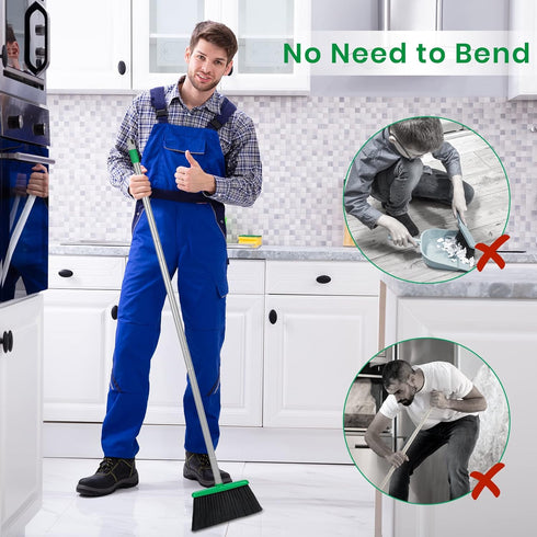 TreeLen Broom and Dustpan Set, Simplify Cleaning Your Home Kitchen Office with Ease