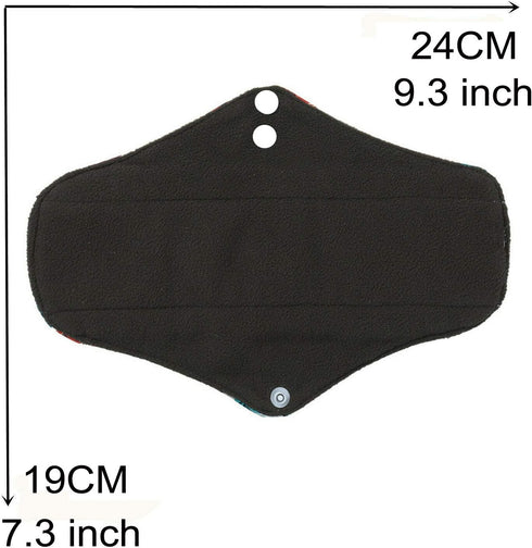 7PCS Reusable Menstrual Pads - 6PCS Cloth Sanitary Pads + 1PC Mini Wet Bag