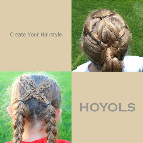 Hoyols Hair Ties Elastic Rubber Bands for Ponytail Braid Holder for Kids, Girls, Women in Brown, Silver, Gold Color,