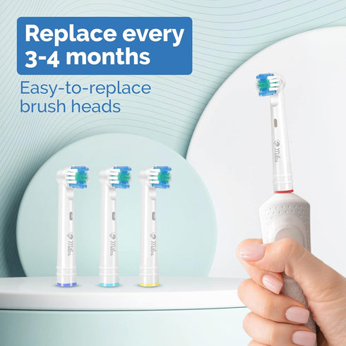 Replacement Toothbrush Heads for Oral B Braun - 16 Pack Milos Electric Deep Clean Brush Heads Compatible with Oral-B
