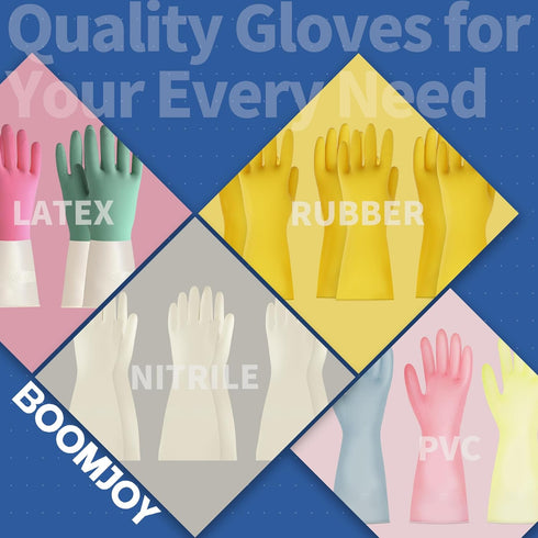 BOOMJOY 2 Pairs Heavy Duty Latex Cleaning Gloves, Reusable Medium Gloves for Kitchen, Bathroom, Gardening, Green & Pink