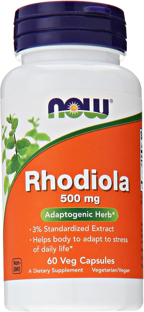 NOW Rhodiola Rosea 500mg - 60 Capsules (Pack of 2)