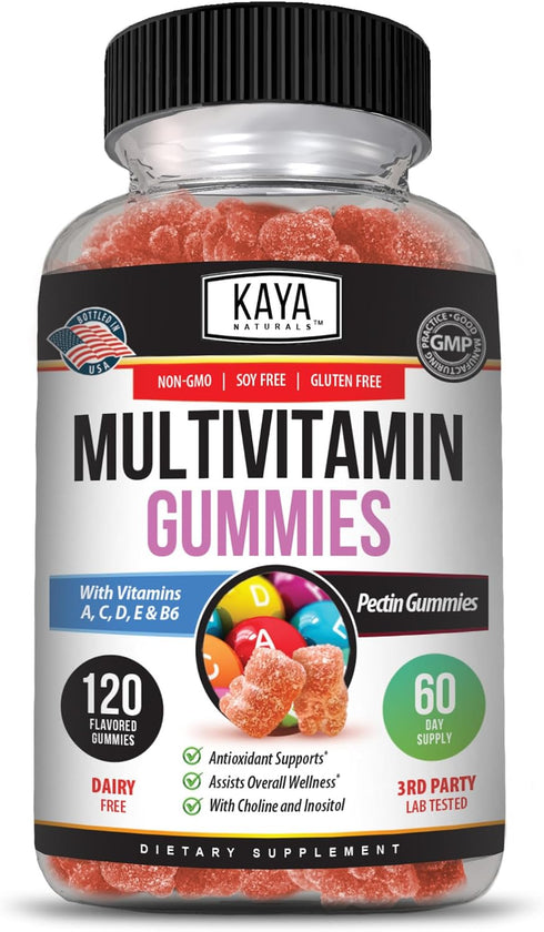 Kaya Naturals Adult Multi Vitamin Gummy, 120 Count, Biotin, Vitamin A, B-12,