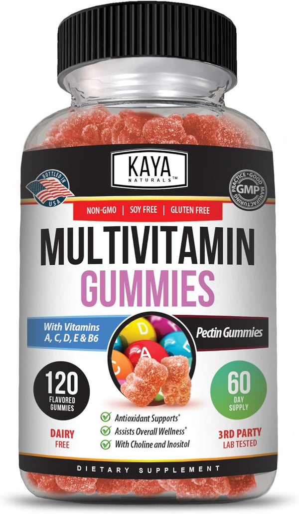 Kaya Naturals Adult Multi Vitamin Gummy, 120 Count, Biotin, Vitamin A, B-12,