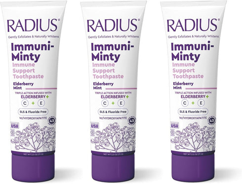 RADIUS ImmuniMinty Immune Support Toothpaste, 2.5 Oz Elderberry Mint, Pack of 3