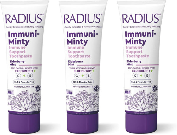 RADIUS ImmuniMinty Immune Support Toothpaste, 2.5 Oz Elderberry Mint, Pack of 3