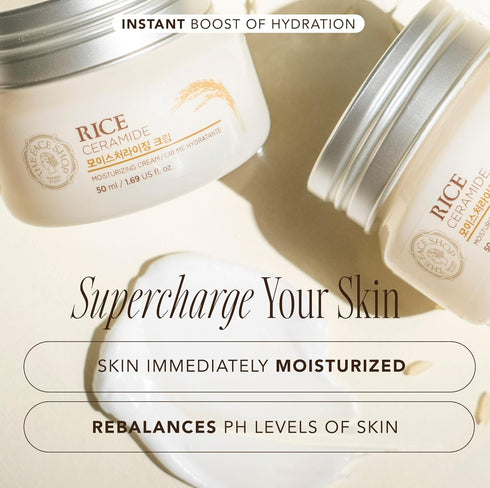 The Face Shop Rice Ceramide Moisturizing Cream - Hydrating Face Cream with Rice Extract and Rice Bran Oil
