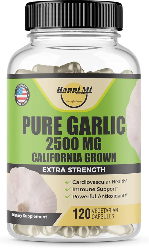 Garlic Capsules 2500mg, Organic Garlic Bulbs, Natural Immune Support, 40 Day Supply