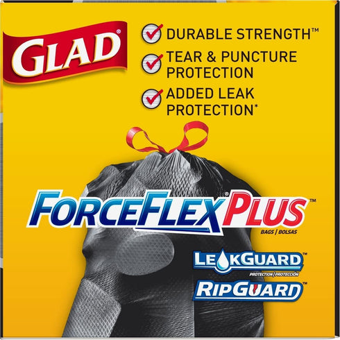 Glad Large Trash Bags, 30 Gallon, 25 Bags, with Drawstring
