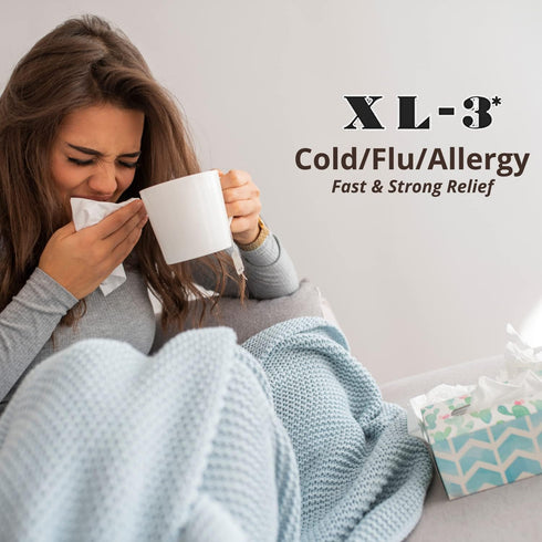 XL-3 Cold and Flu Temporary Reliefs, Nasal Congestion, Fever, Aches and Pains, Non-Drowsy, 2-Pack of 20 Tablets