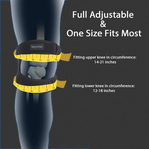 Patella Knee Strap, Adjustable Knee Brace with 3D Silicone Insert for Pain Prevention & Relief for Running, Football