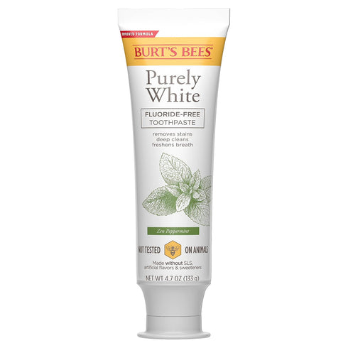 oz, 4.7 Burt's Bees, Toothpaste Fluoride Free Purely White Zen Peppermint, Ounce