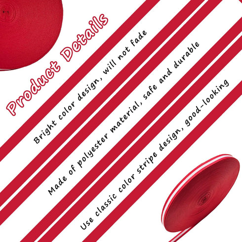 Red Striped Ribbon Grosgrain Plaid Ribbons Polyester Fabric Decorative Ribbon for Christmas Wedding DIY Crafts Gifts Wrapping Bouquets (3/8 Inch * 55 Yards, Red and White Stripe) by ZZRSSSLC