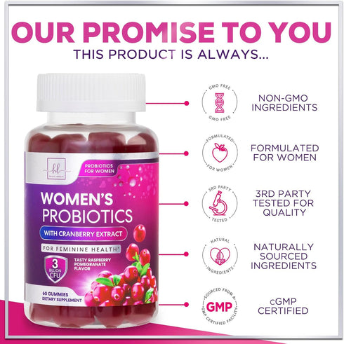Women's Probiotic - Gummy for Digestive Health, Vaginal pH, Urinary & Immune Support - 60 Gummies
