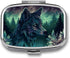 NWTRJ Forest Wolf Pill Box 2 Compartment Pill Case Portable Pocket Pill Organizer