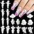 WOKOTO 90PCS White Embossed Angel Nail Charms - 3D Acrylic Nails Accessories, Retro Baroque Designs for Women
